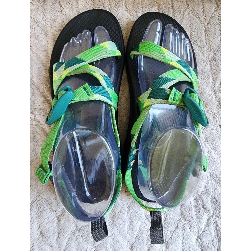 Chaco Kids Z1 Ecotread Green Geometric Strappy Sandals Size 6 JCH180394Z
